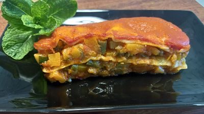 Receta de lasa�a de verduras con salsa de tomate