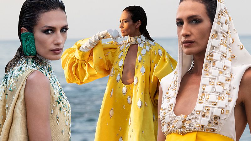 Nieves Álvarez, la sirena de agua y piedra emerge del mar para vestirse con la costura de Stéphane Rolland