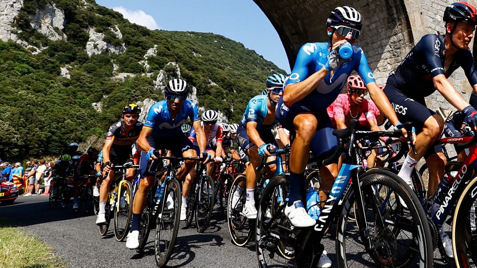 Los corredores del Movistar Team durante el Tour de Francia.