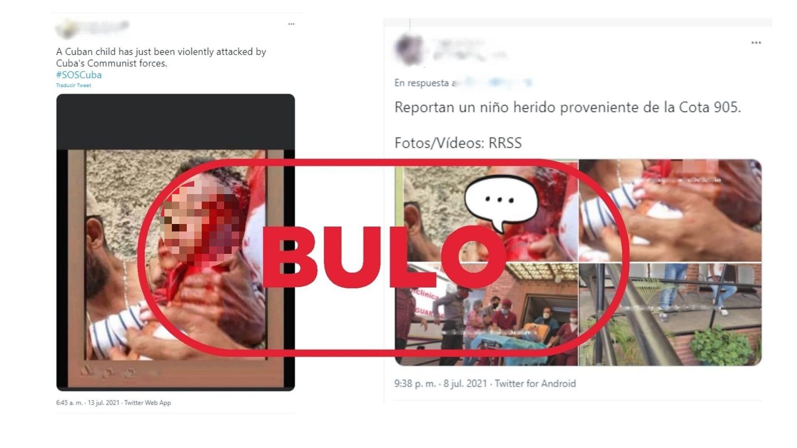 Bulo: niño herido de bala en protestas en Cuba