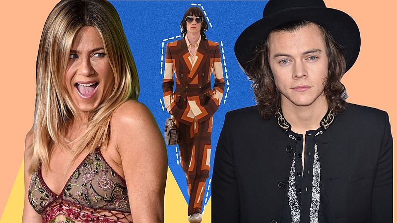 Jennifer Aniston y Harry Styles comparten el mismo traje de Gucci, ¿a quién le sienta mejor? 