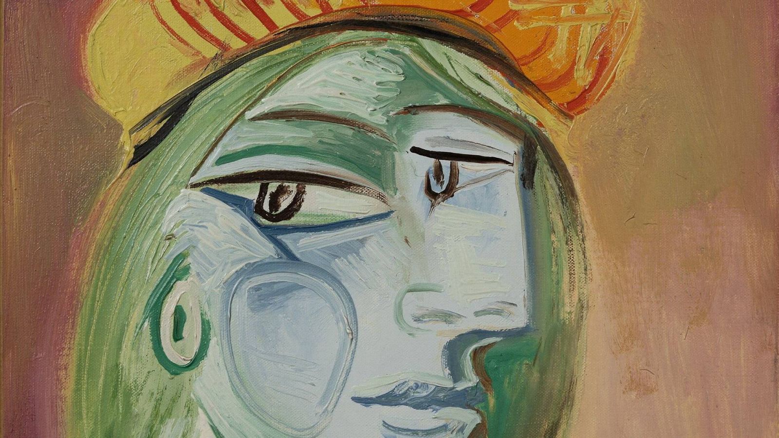 Detalle del cuadro 'Femme au béret rouge-orange', de Picasso