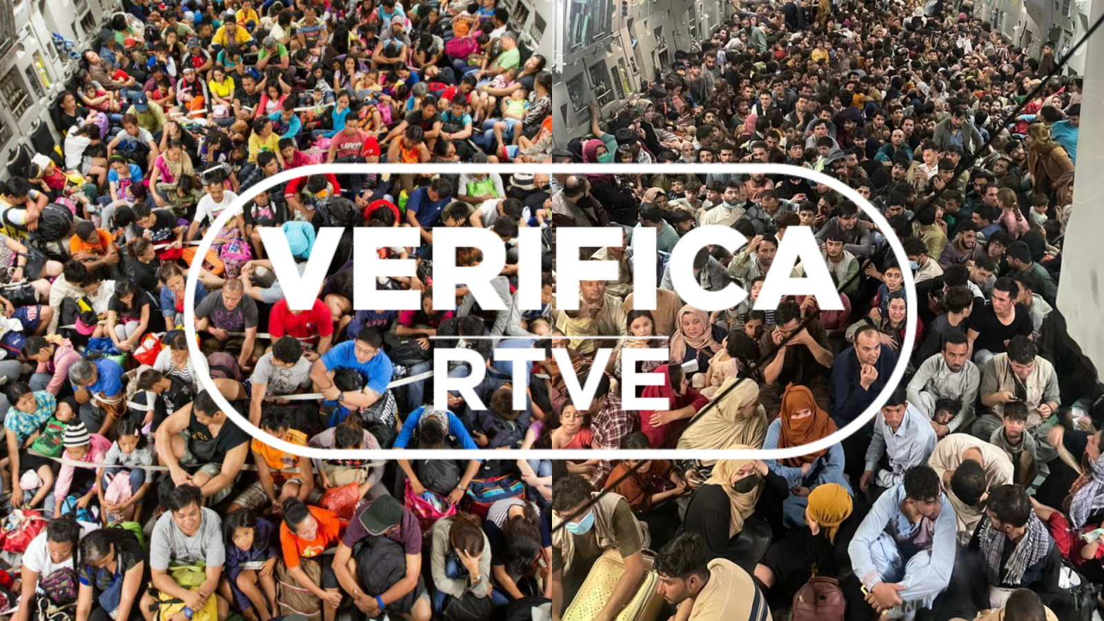 Circulan dos imágenes relacionadas con la evacuación de afganos de Kabul: una es falsa y la otra es verdadera.