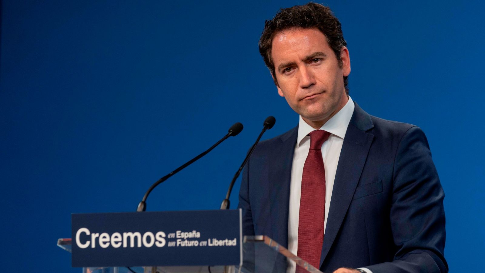 El secretario general del Partido Popular (PP), Teodoro García Egea, este lunes en Génova