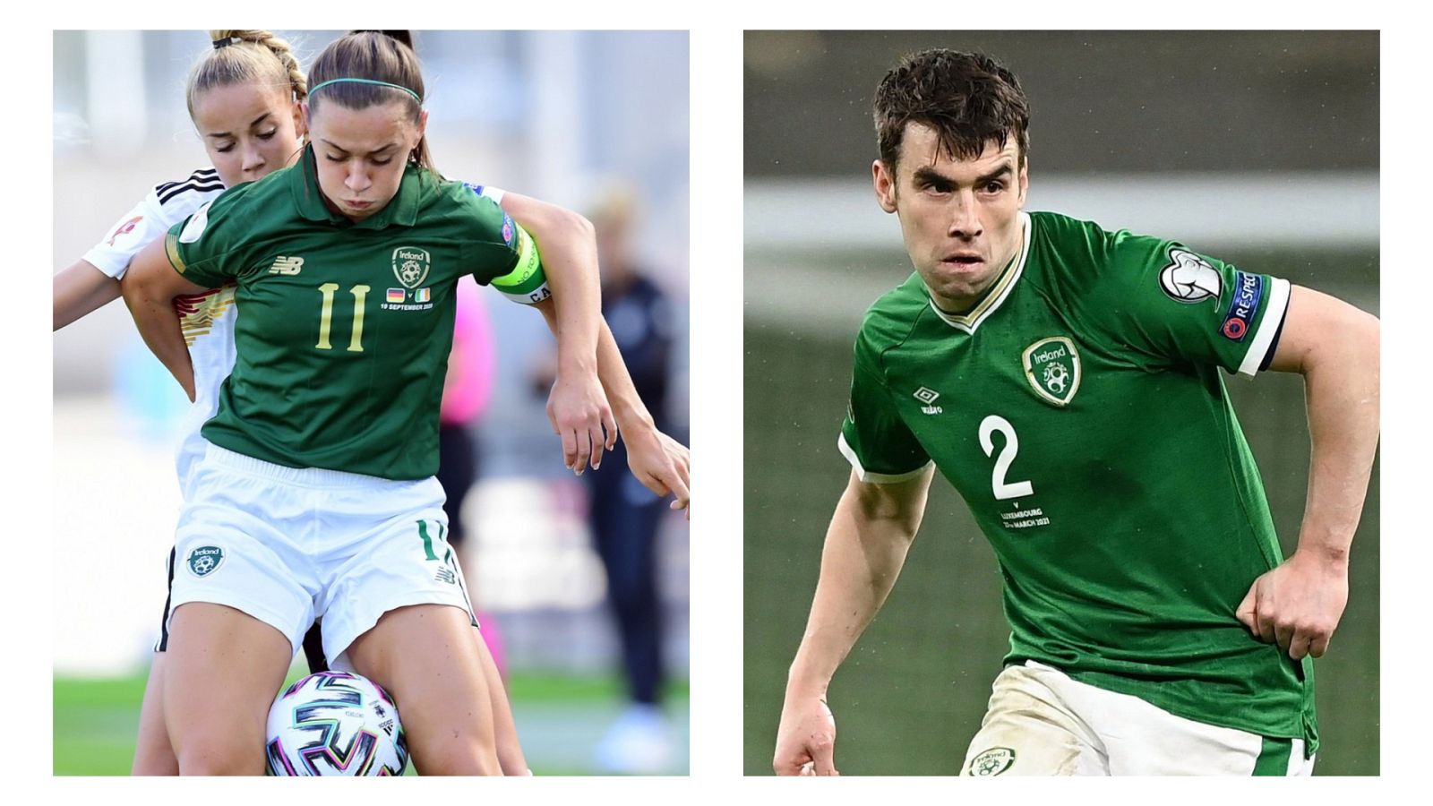Katie McCabe (i) y Seamus Coleman (d)
