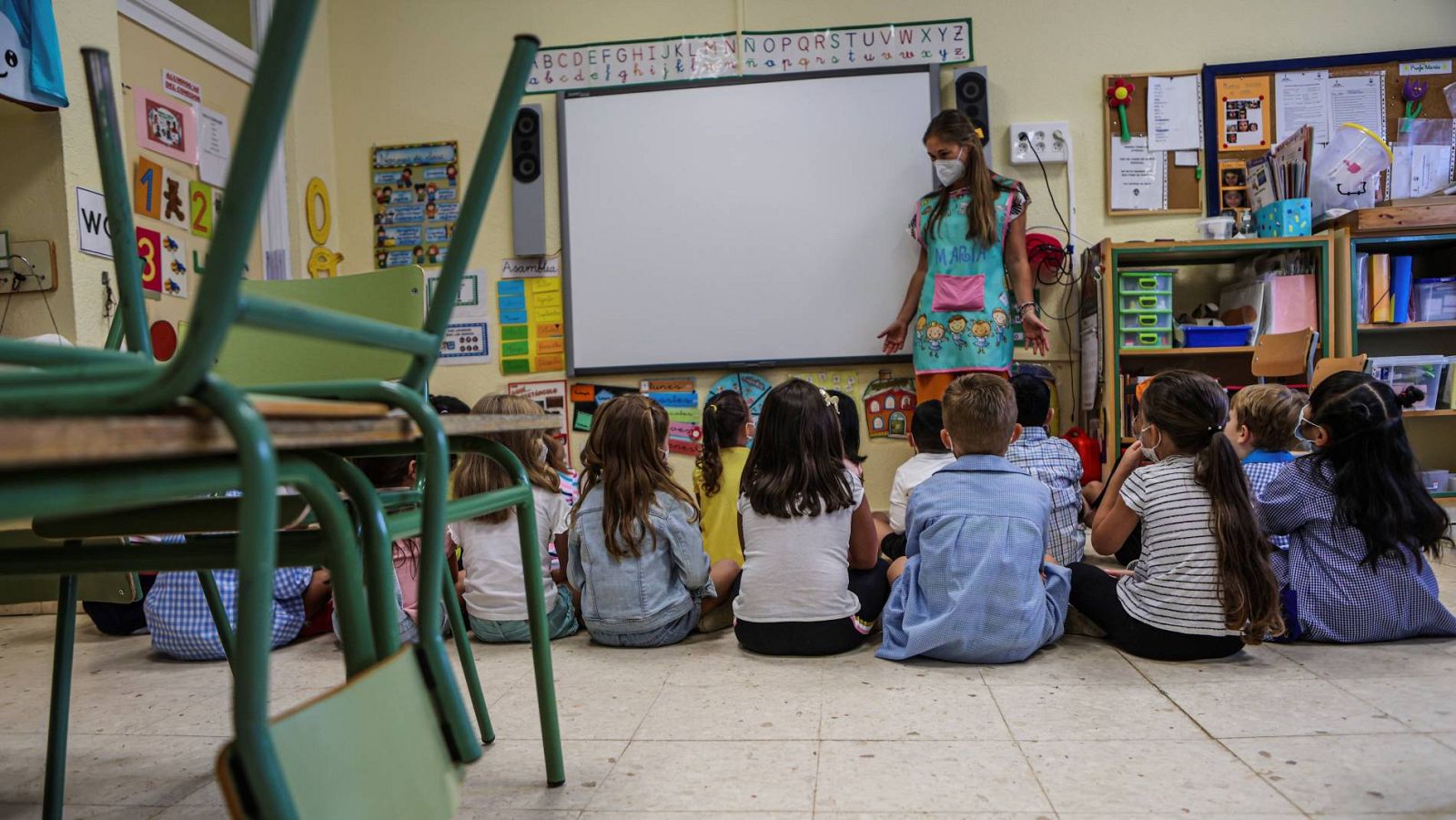 Alumnos de un colegio de Toledo, el pasado jueves en el arranque del curso en Castilla-La Mancha