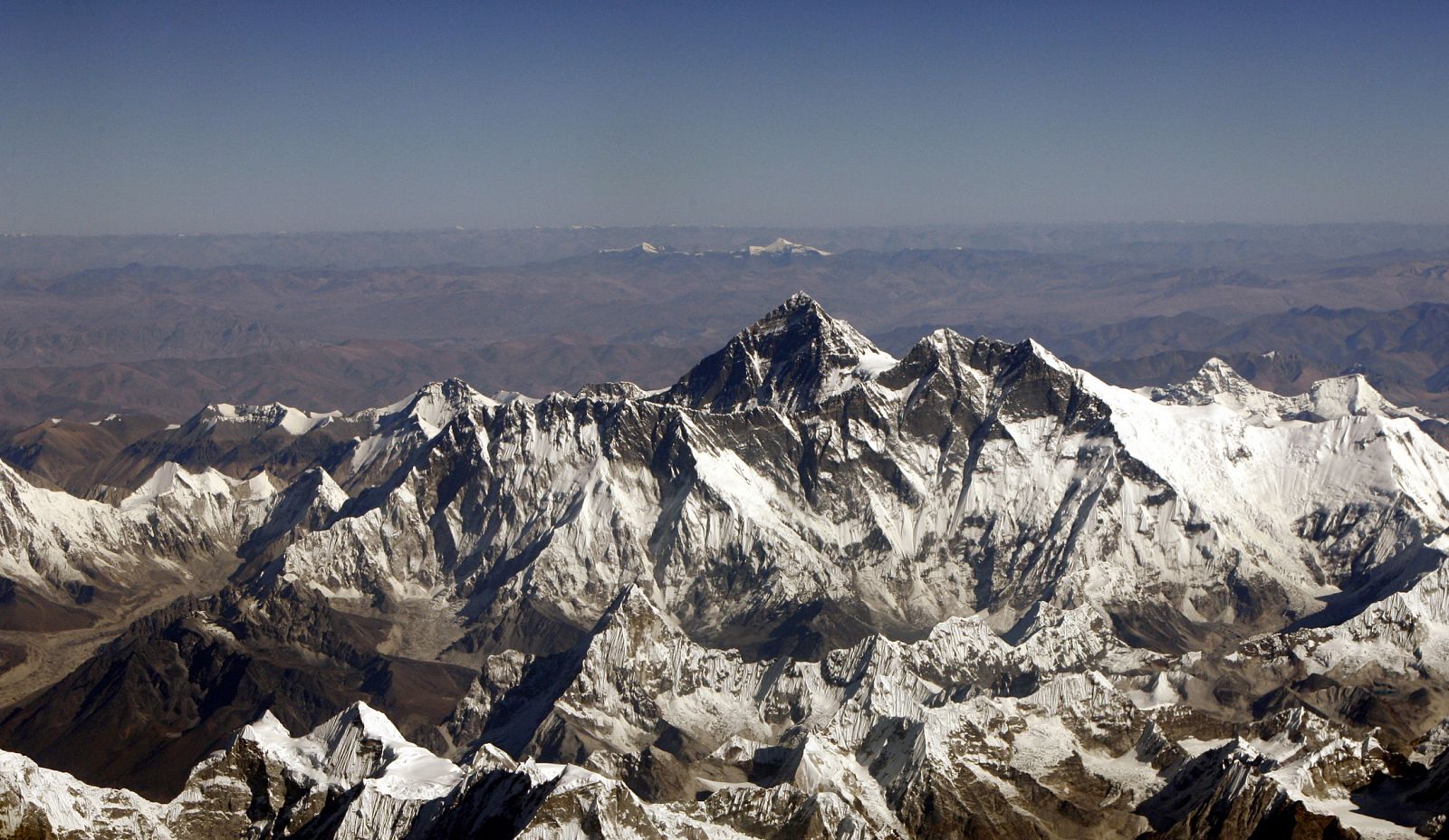 Mount Everest with an altitude of 8,848 meters is seen in Nepal