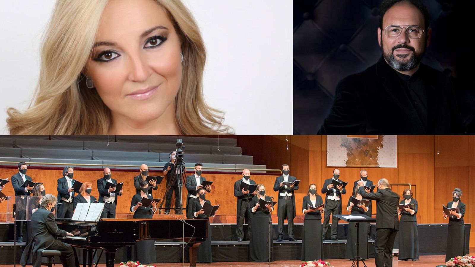 La soprano Mariola Cantarero y Marco Antonio García de Paz, director titular del Coro RTVE