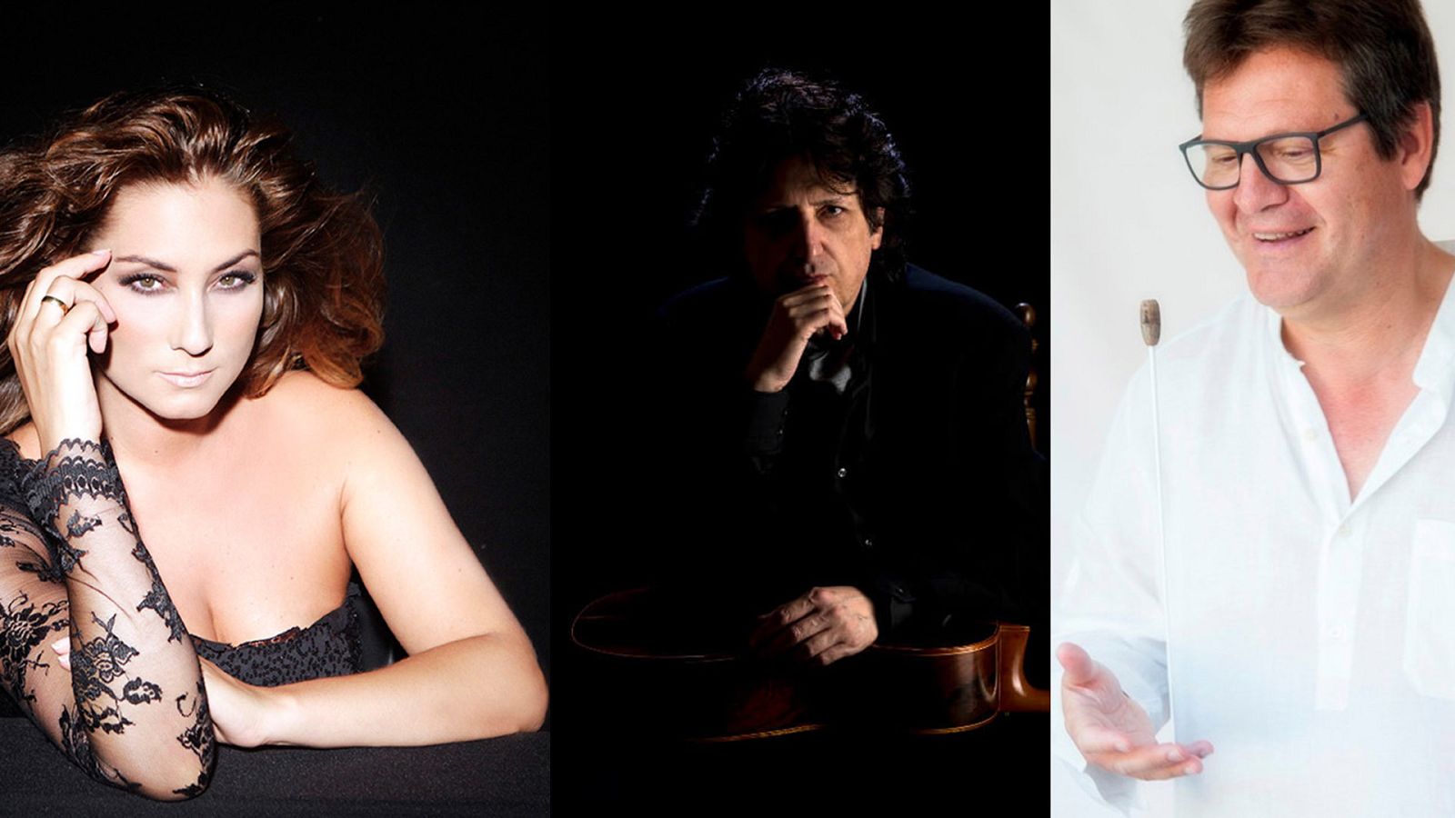 La cantaora Marina Heredia, el guitarrista Cañizares y el maestro Manuel Hernández-Silva