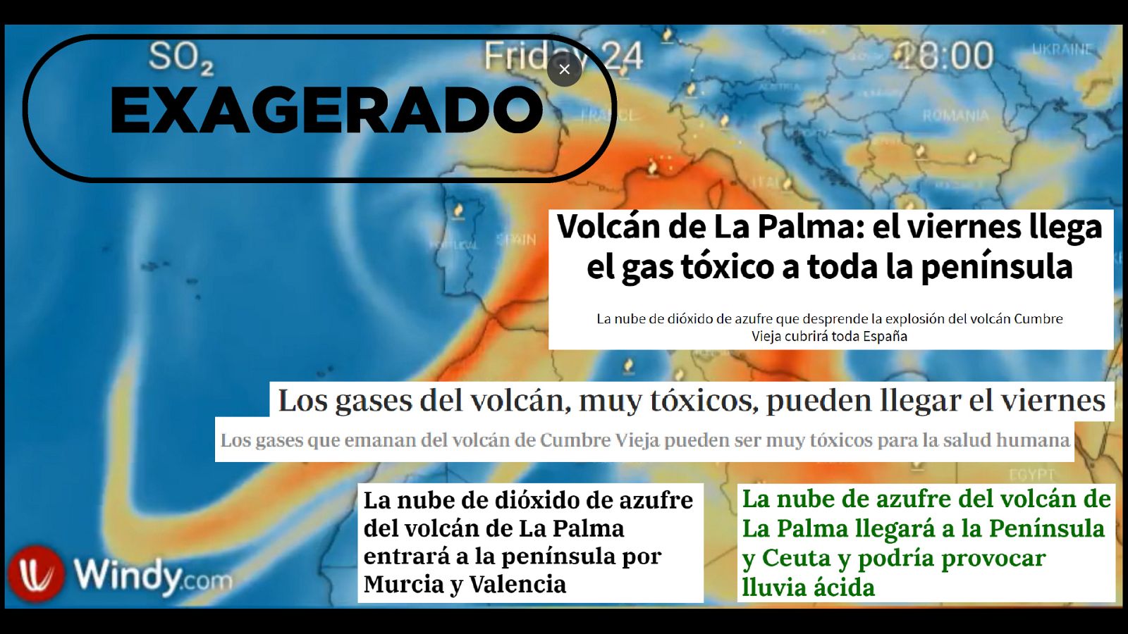 Mensajes alarmistas que anuncian la llegada de la nube de gas tóxico a la Península