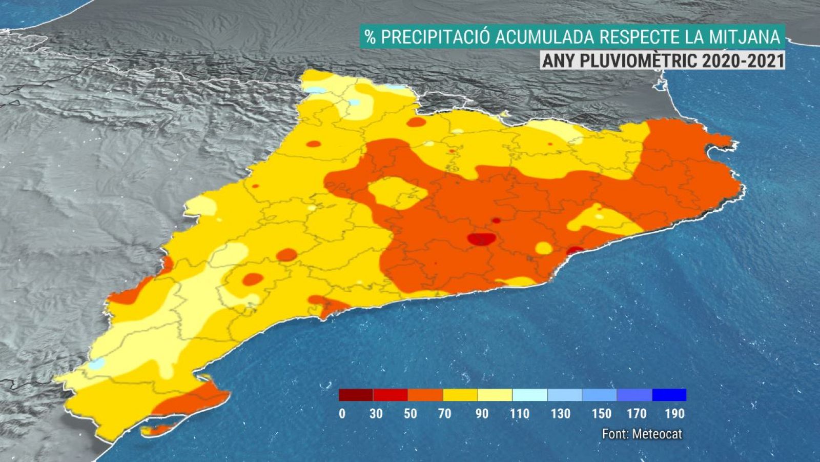 Percentatge de precipitació acumulada respecte de la mitjana