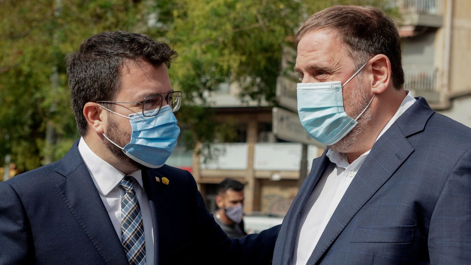 Pere Aragonès y Oriol Junqueras, en un acto