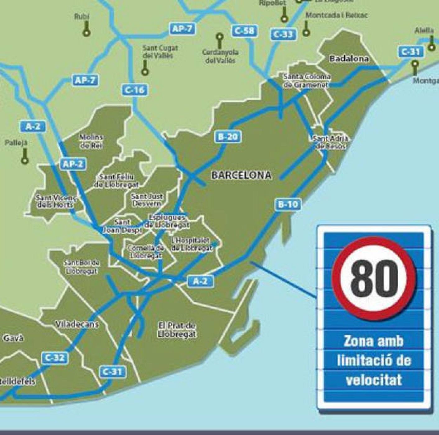 En Barcelona es obligatorio conducir a 80 kilómetros por hora en el primer cinturón de la ciudad