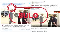 Este trabajador no se desmaya ante el príncipe Carlos por la vacuna anticoronavirus, es un bulo