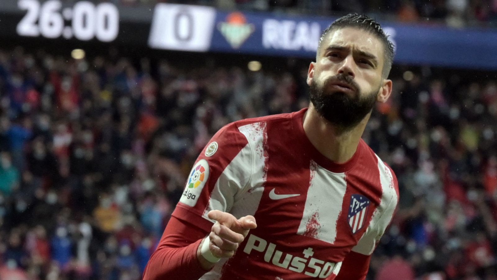 Carrasco celebra un gol del Atleti