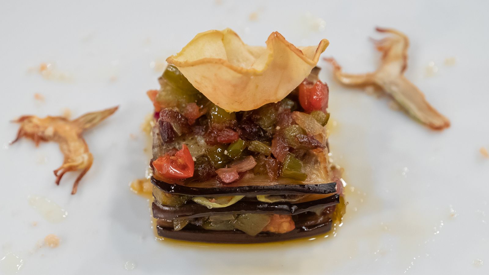 Receta de pastel de berenjena y manzana verde de David Bustamante