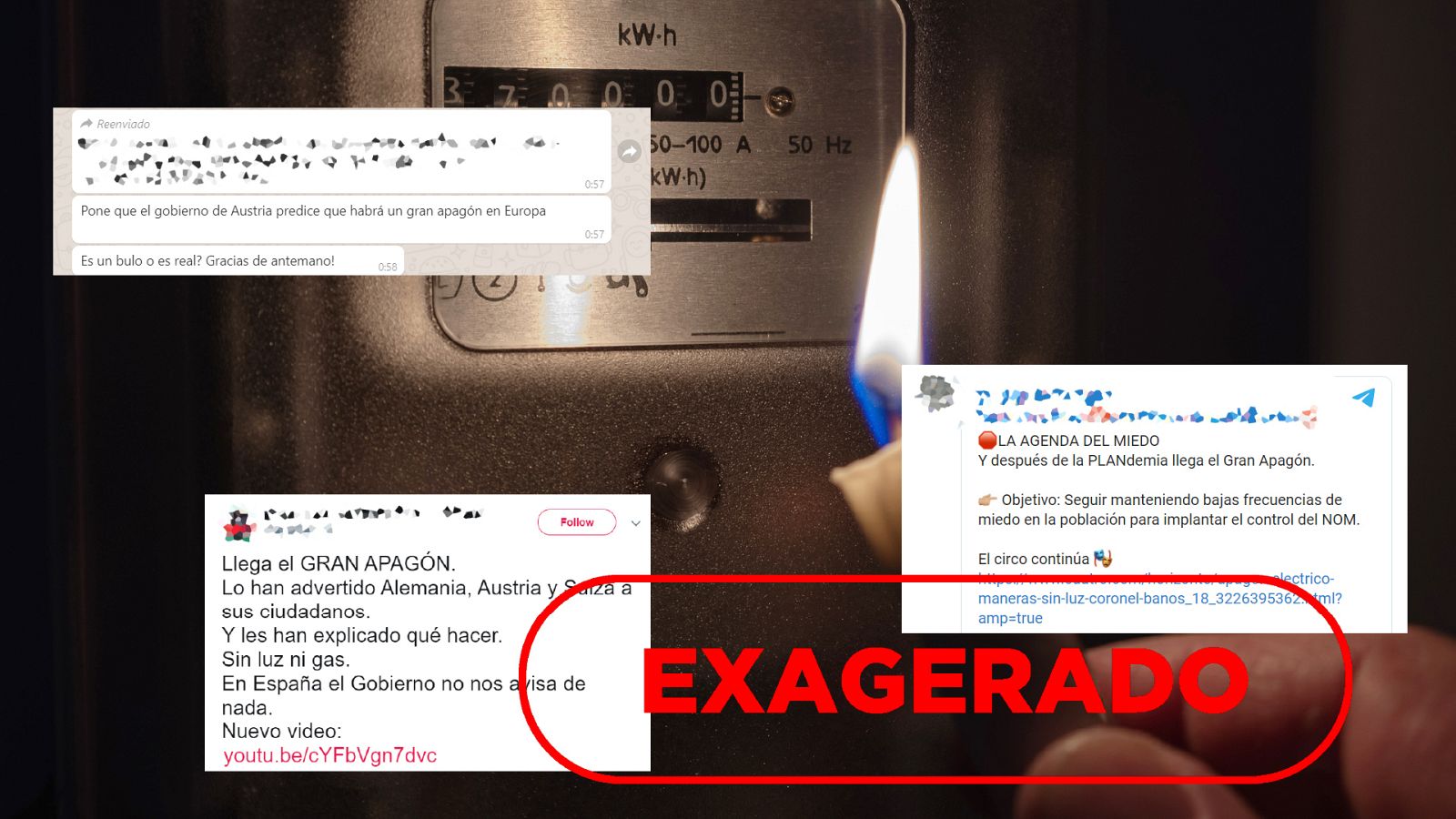 Varios mensajes alarmando sobre la posibilidad de un apagón en España