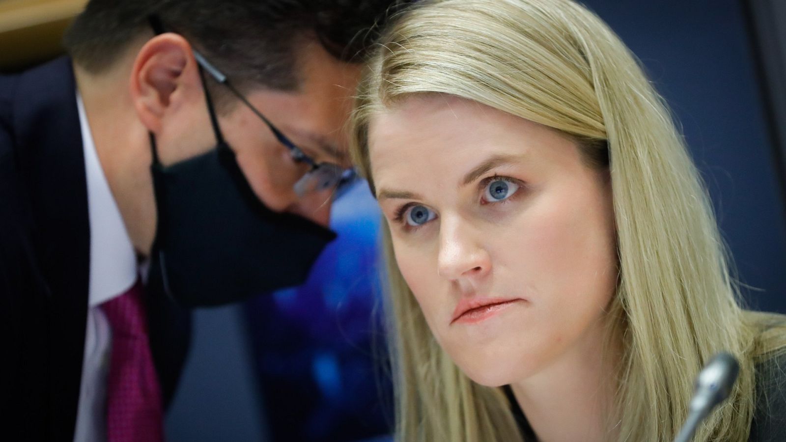 La denunciante de Facebook Frances Haugen, este lunes en el Parlamento Europeo