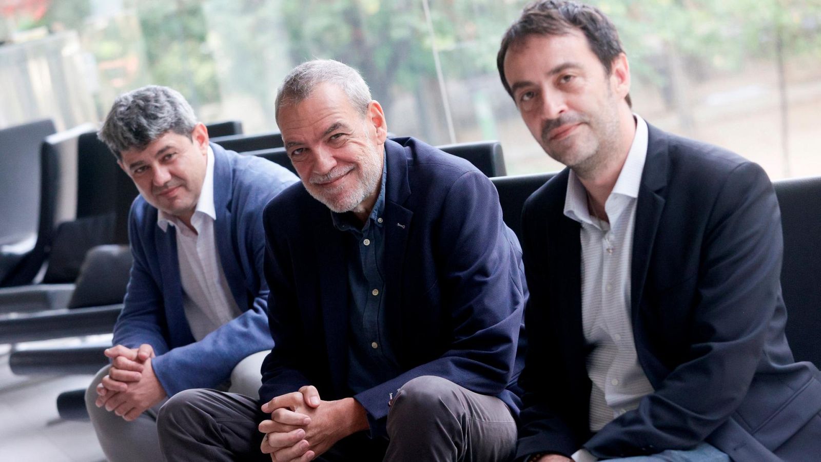 El trío de escritores y guionistas Jorge Díaz (c), Antonio Mercero (i) y Agustín Martínez (d)