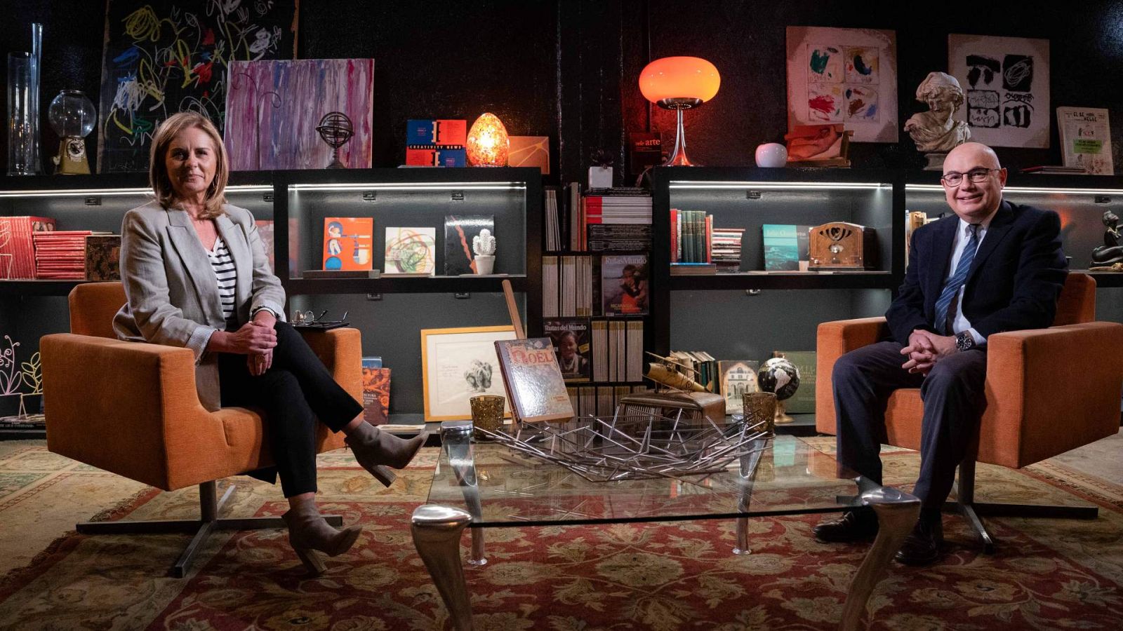 Anna Cler i Josep Tabernero a punt de començar l'entrevista