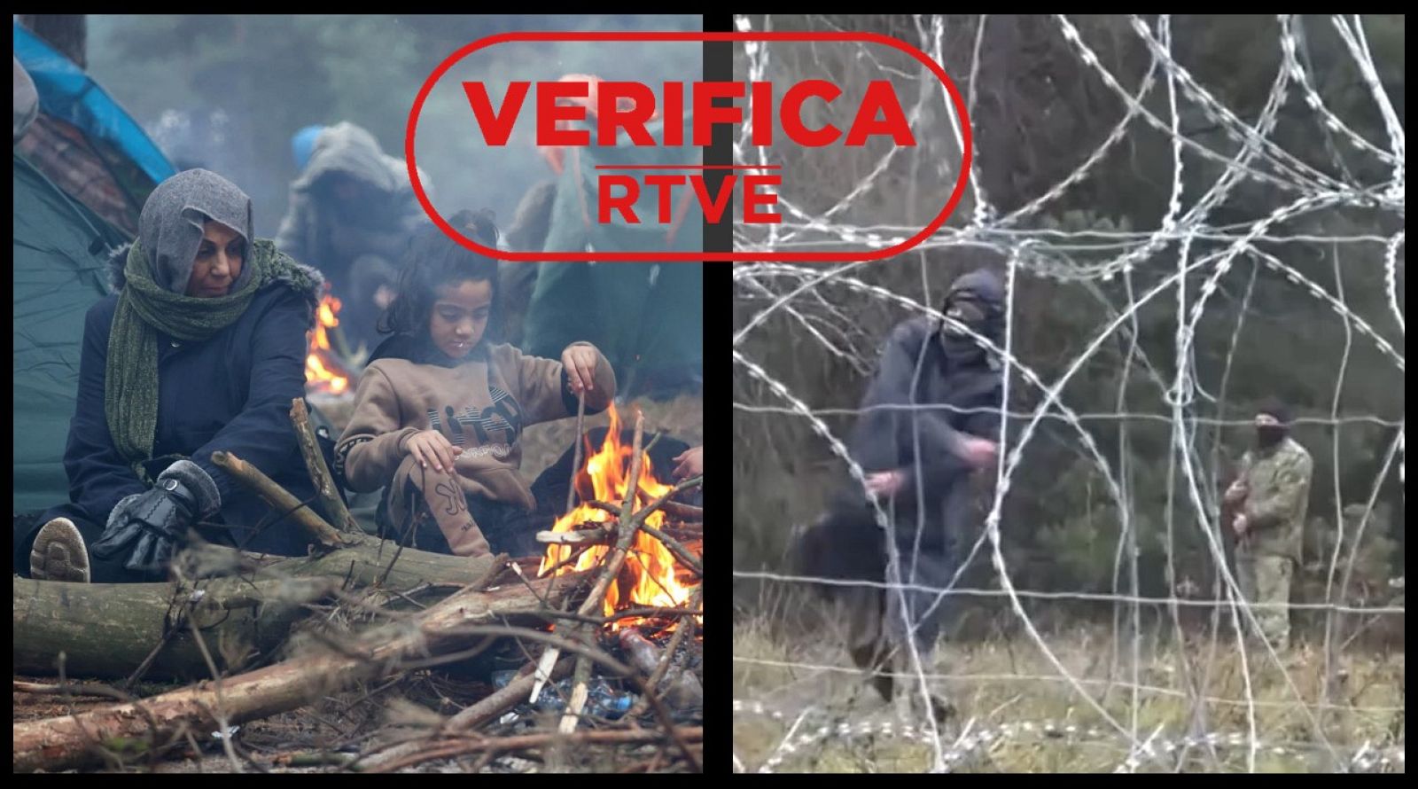 Dos imágenes con dos visiones del conflicto. La tragedia humana de los migrantes y la violencia en la frontera.