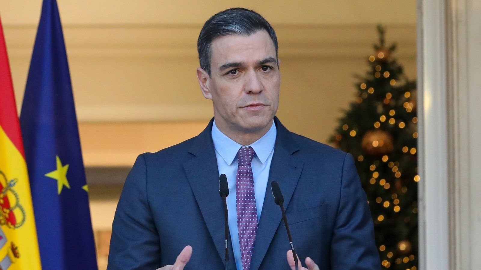 Pedro Sánchez, durante una comparecencia en Moncloa