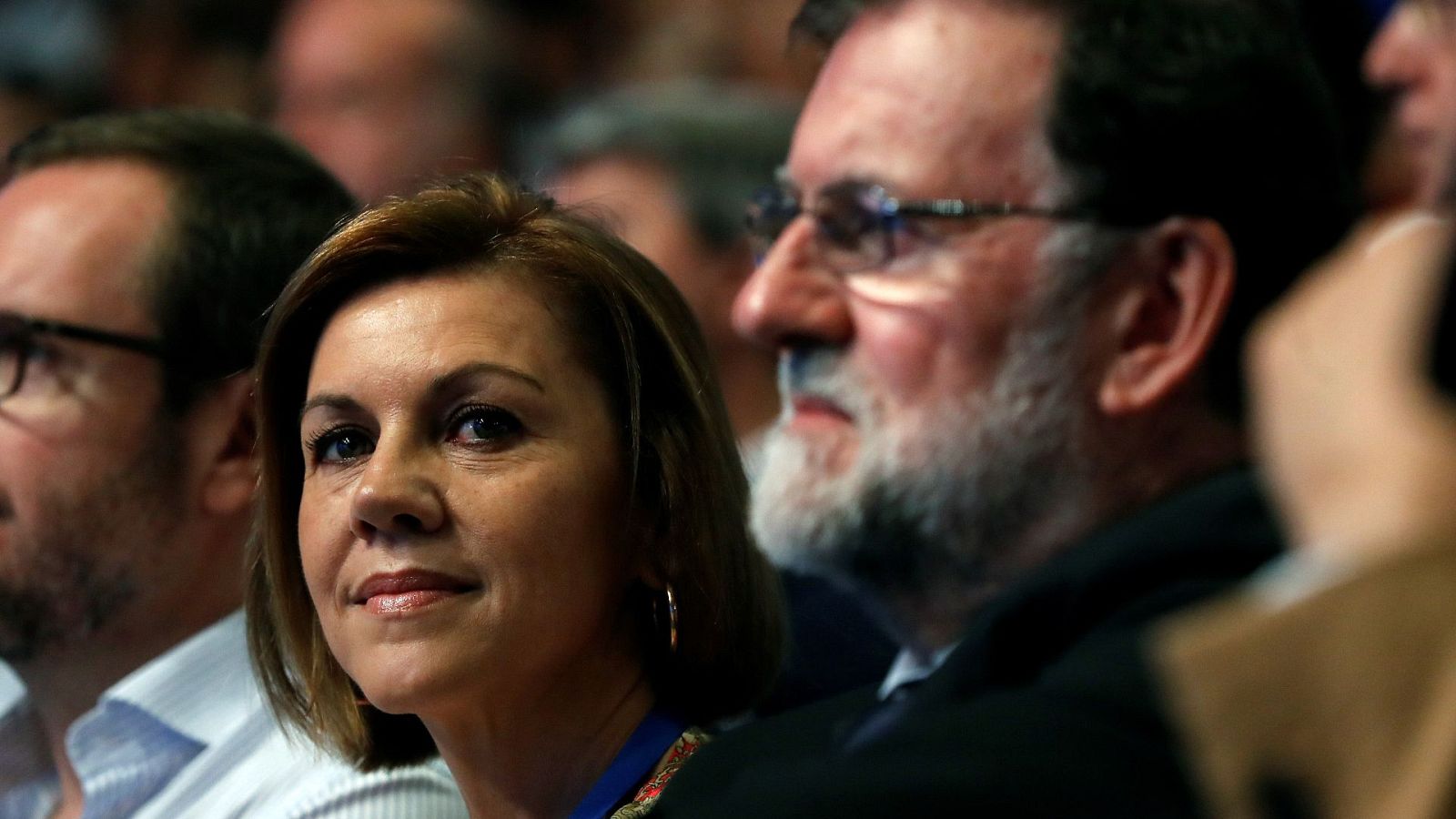 El expresidente, Mariano Rajoy, y la secretaria general del PP, María Dolores de Cospedal