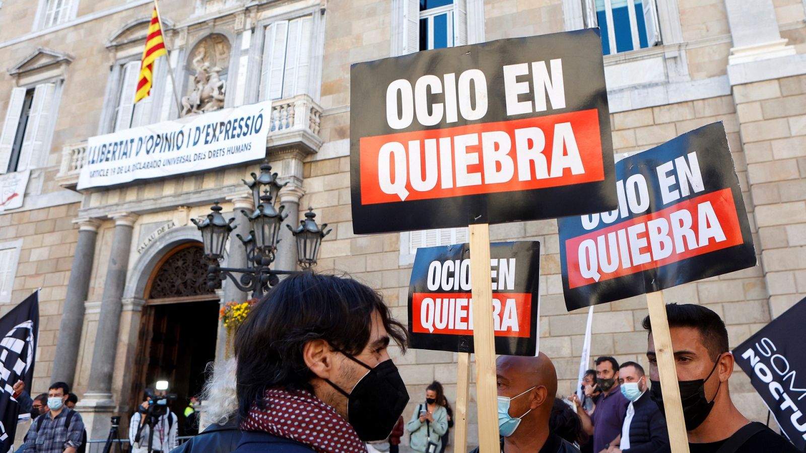 Imagen de archivo de una concentración de empresarios del ocio nocturno contra las restricciones por el coronavirus