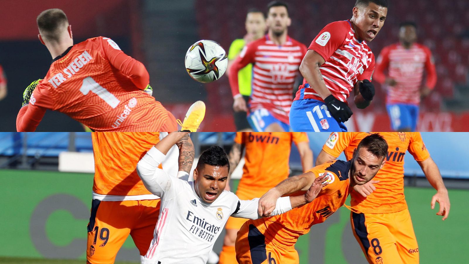 Granada-Barcelona y Real Madrid-Valencia