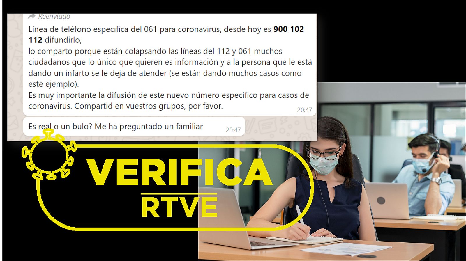 Portada mensaje con telefono covid solo para Madrid