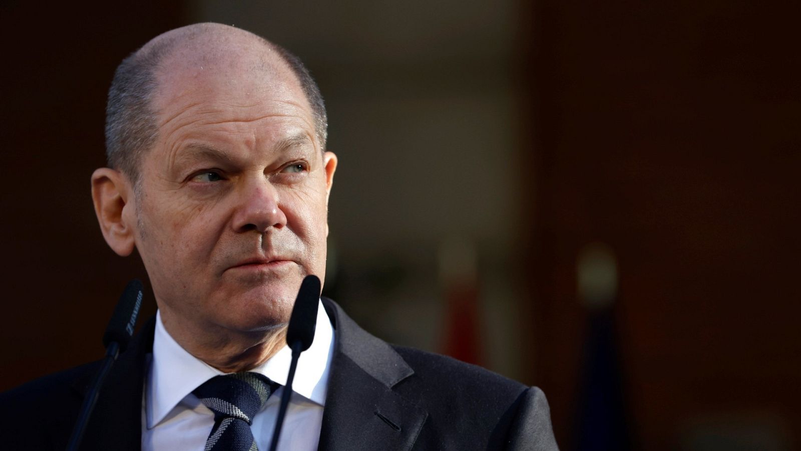 El canciller alemán, Olaf Scholz, durante una rueda de prensa
