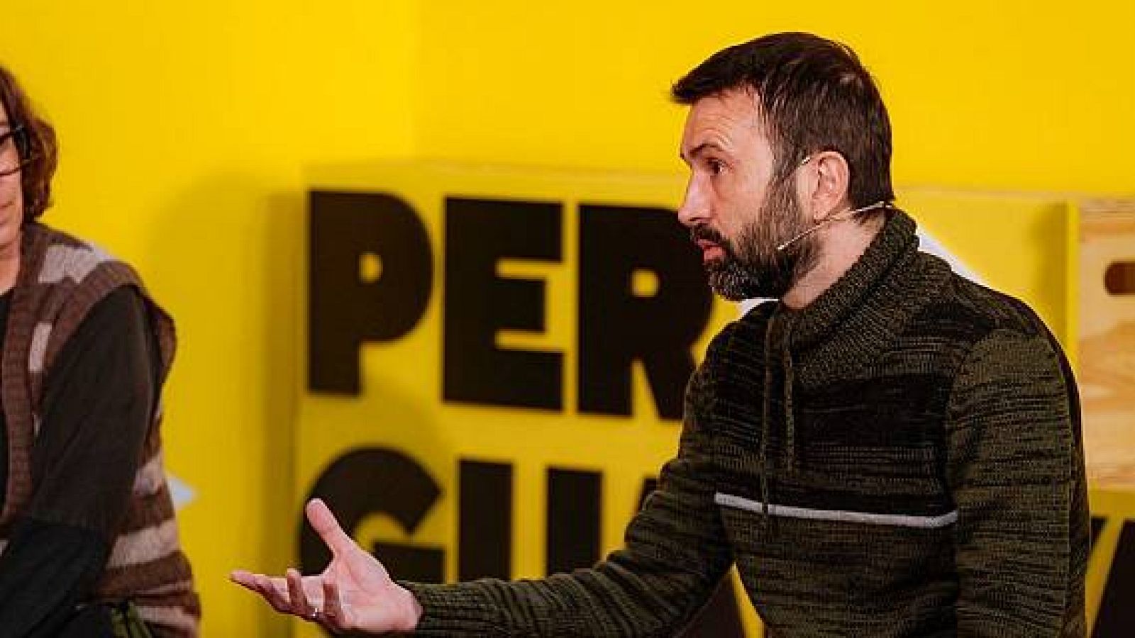 El diputat de la CUP, Pau Juvillà, en un acte de partit