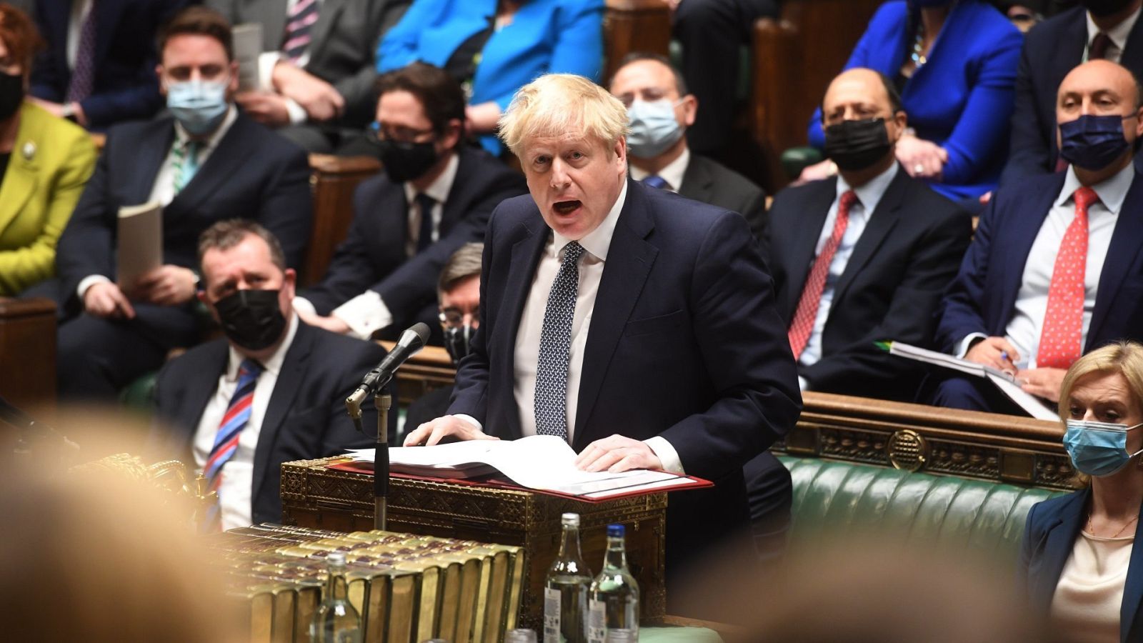 El primer ministro británico, Boris Johnson, en la Cámara de los Comunes