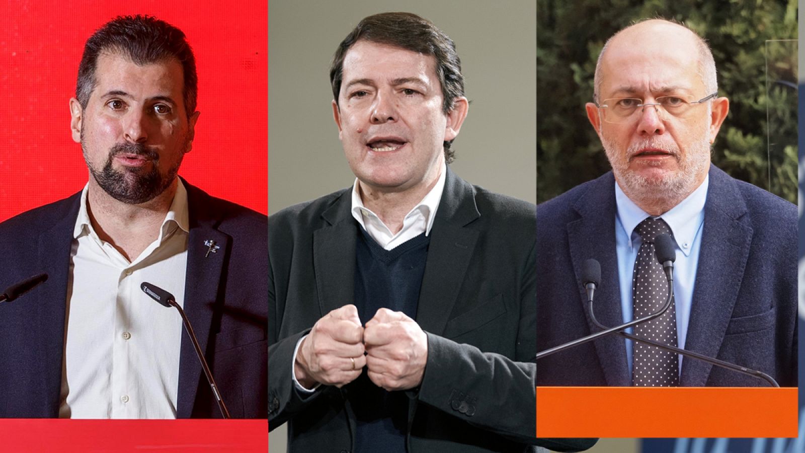Luis Tudanca (PSOE), Alfonso Fernández Mañueco (PP) y Francisco Igea (Cs)