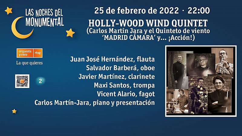 Música de cine con HOLLY-WOOD WIND QUINTET y Carlos Martín Jara en Las noches del Monumental