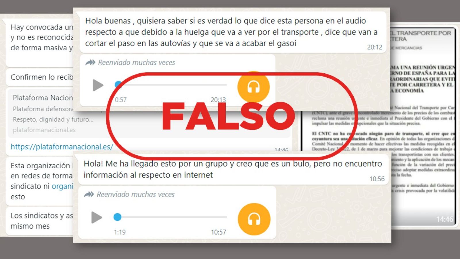 Mensajes de Whatsapp con audios alarmistas sobre la falta de gasolina y alimentos