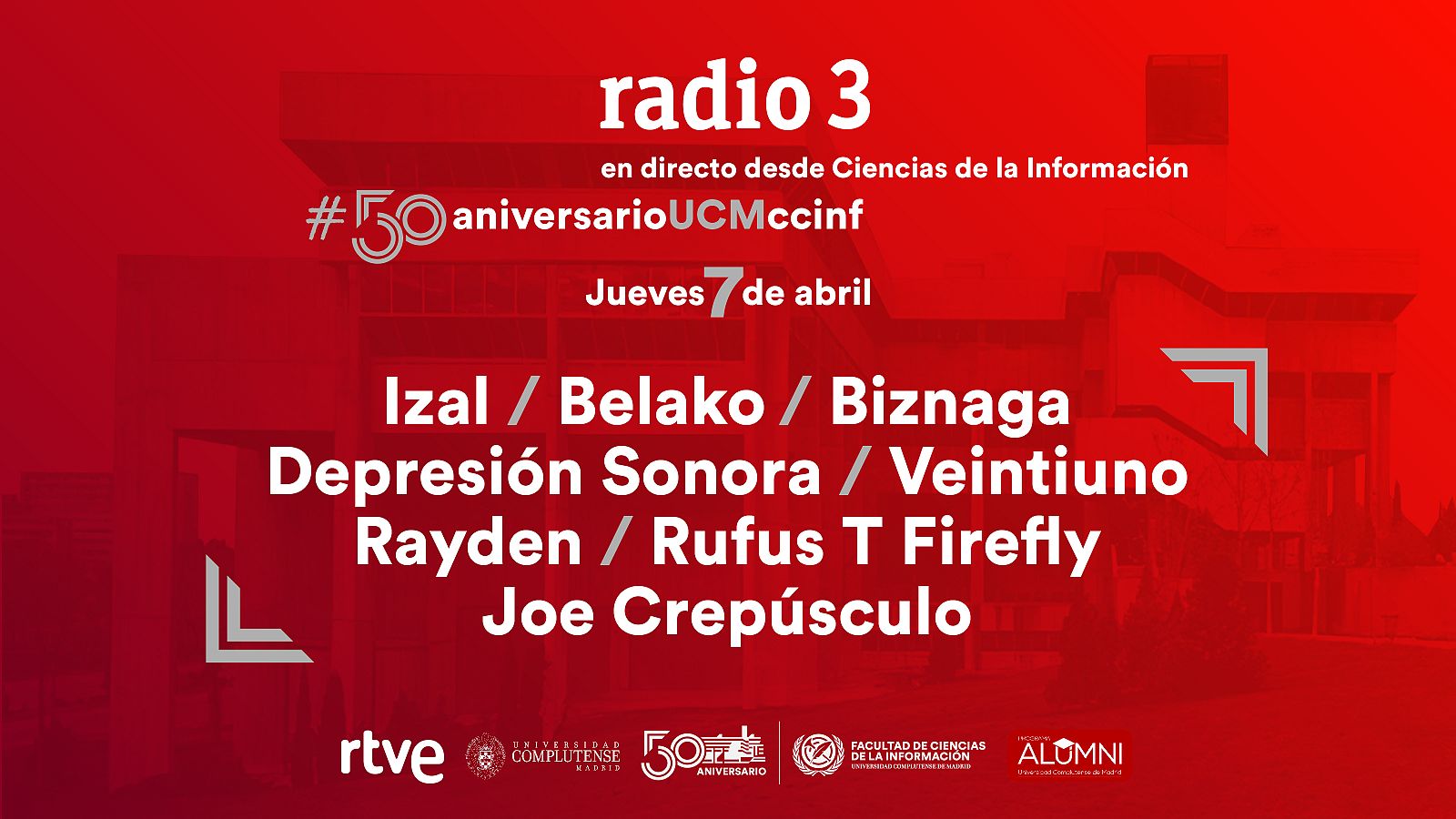 El 7 de abril Radio 3 celebra el 50 aniversario de la Facultad de Ciencias de la Información de la Complutense