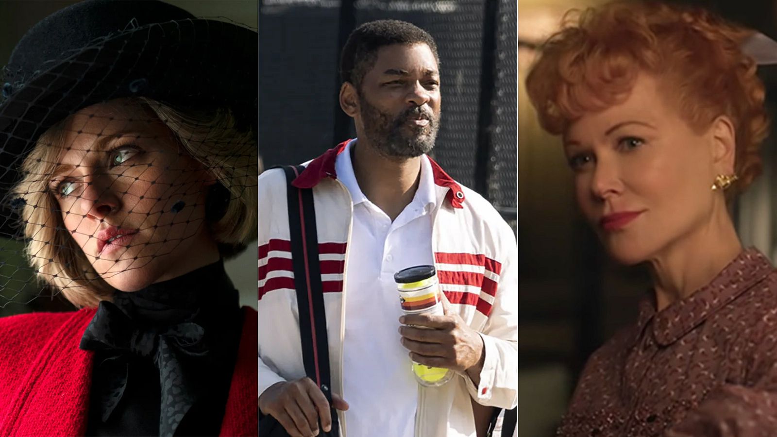 Kristen Stewart ('Spencer'), Will Smith ('El método Williams') y Nicole Kidman ('Being the Ricardos')
