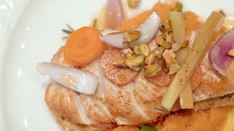 Receta de escabeche de pavo con pur de calabaza