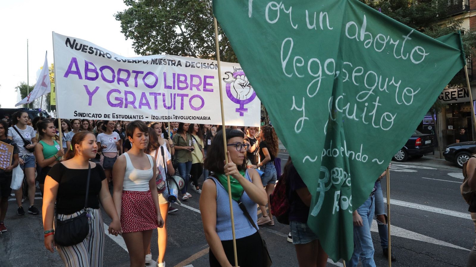 Manifestación a favor del aborto libre y gratuito