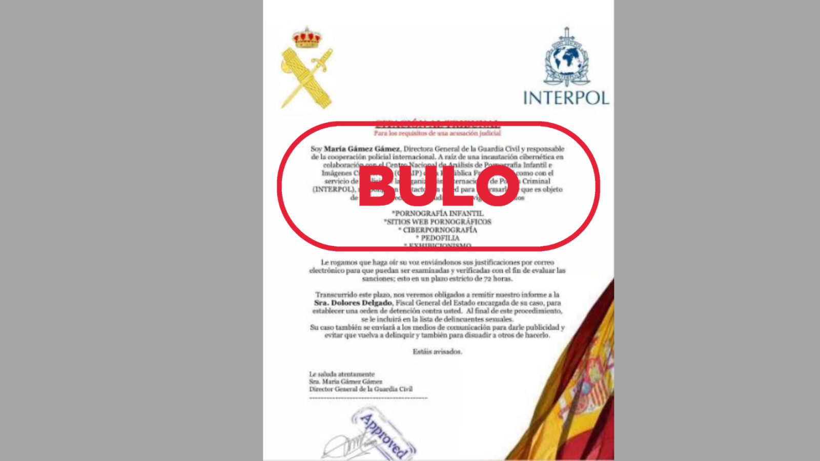 Mensaje fraudulento que se hace pasar por la Guardia Civil