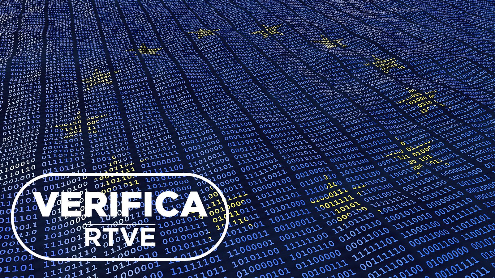 Bandera de la Unión Europea sobre una trama de unos y ceros