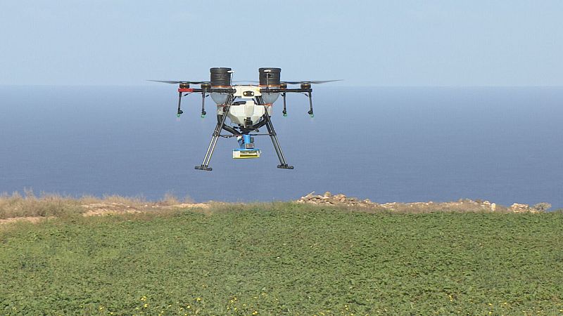 Una empresa canaria a�ade a los drones un dispensador de semillas