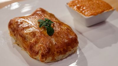 Receta de hojaldre, setas y alcachofas de Jokin