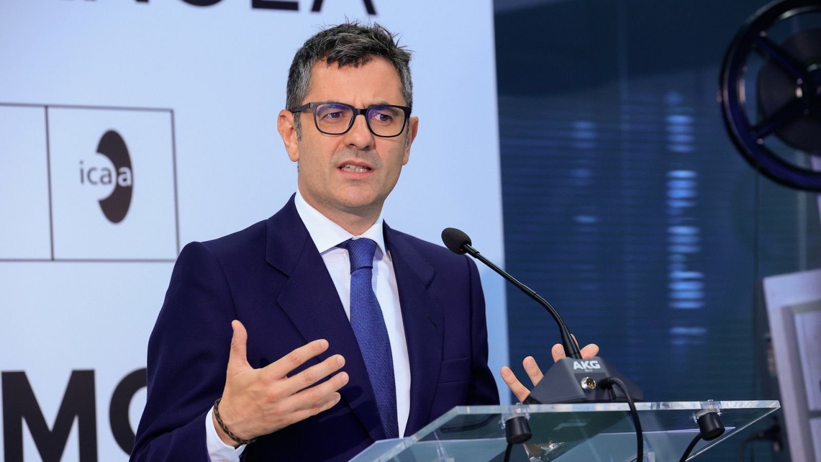 Félix Bolaños, en un acto en Pozuelo de Alarcón, Madrid, la semana pasada