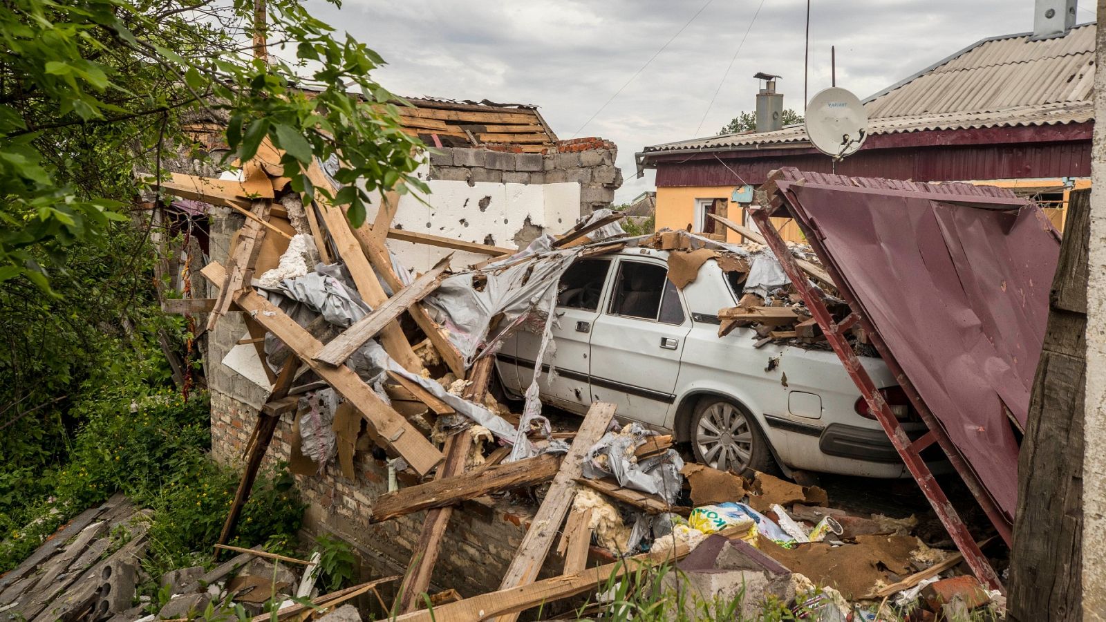 Casas destruidas en Járkov