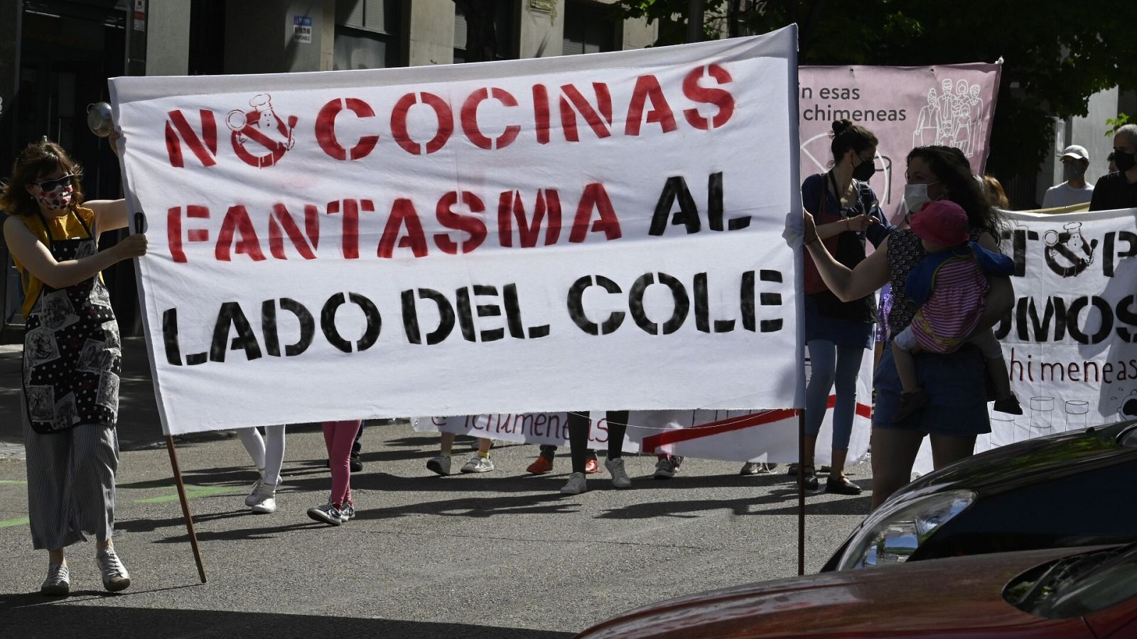 Manifestación contra las cocinas fantasmas, en mayo de 2021 en Madrid
