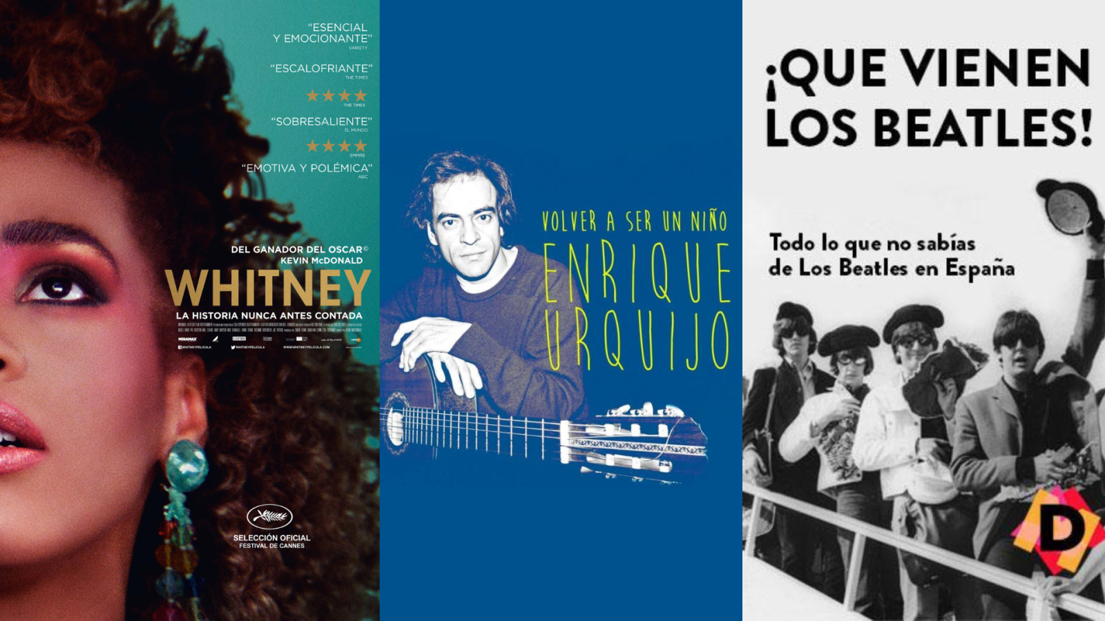 Documentales de Whitney, Enrique Urquijo y Los Beatles