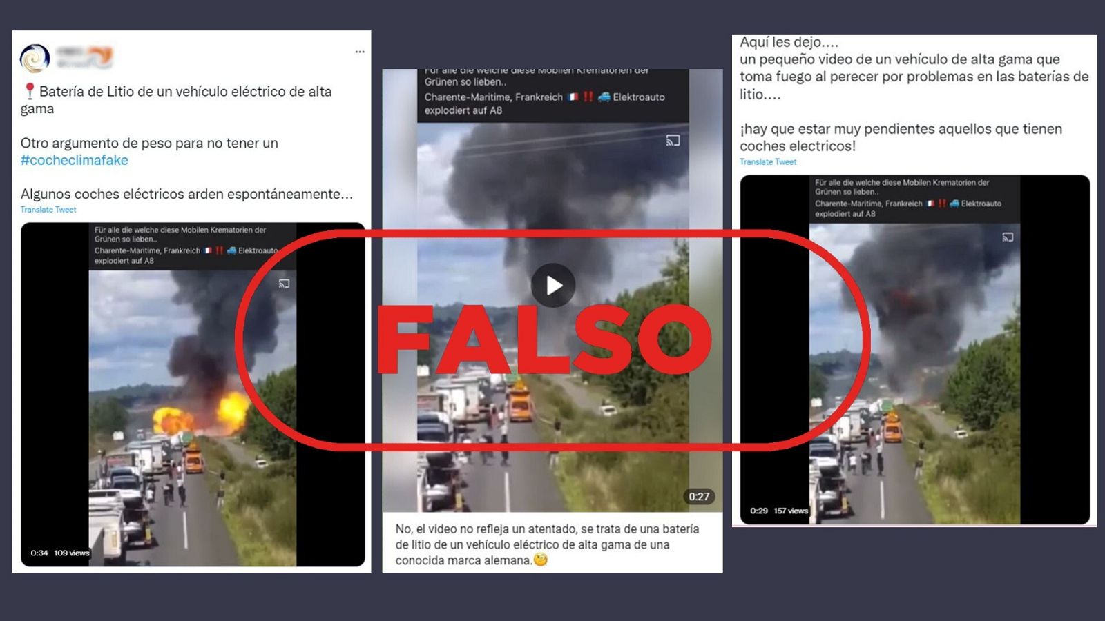 Mensajes en redes sobre la batería de lítio del coche eléctrico