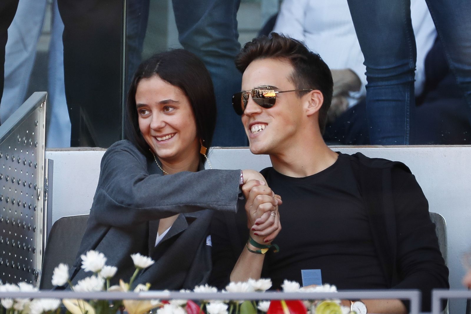Vicroria Federica y Gonzalo Caballero en un partido de tenis en 2019